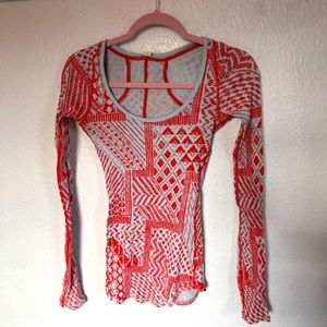 Free People Stretchy Fitted Geometric Long Sleeve